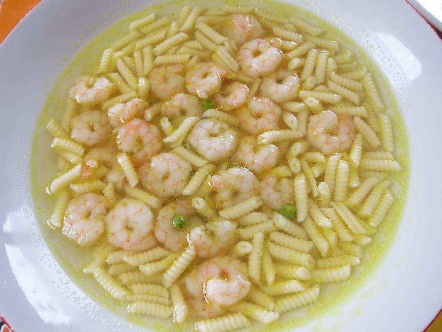 shrimp csigatszta levesben